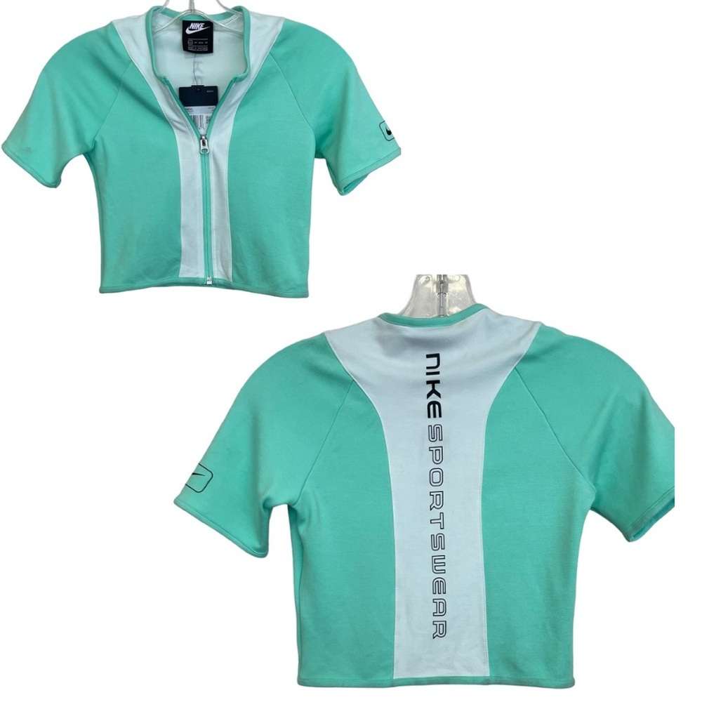 Nike Sportswear Sz XS Green Crop Zipper Top NWT